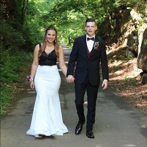 White and black prom dress